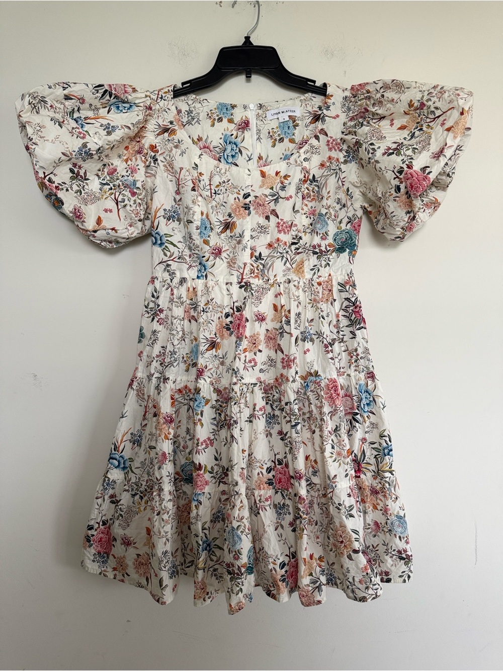 Liyan McAtter Women’s Ivory Floral Puff-Sleeve Dress